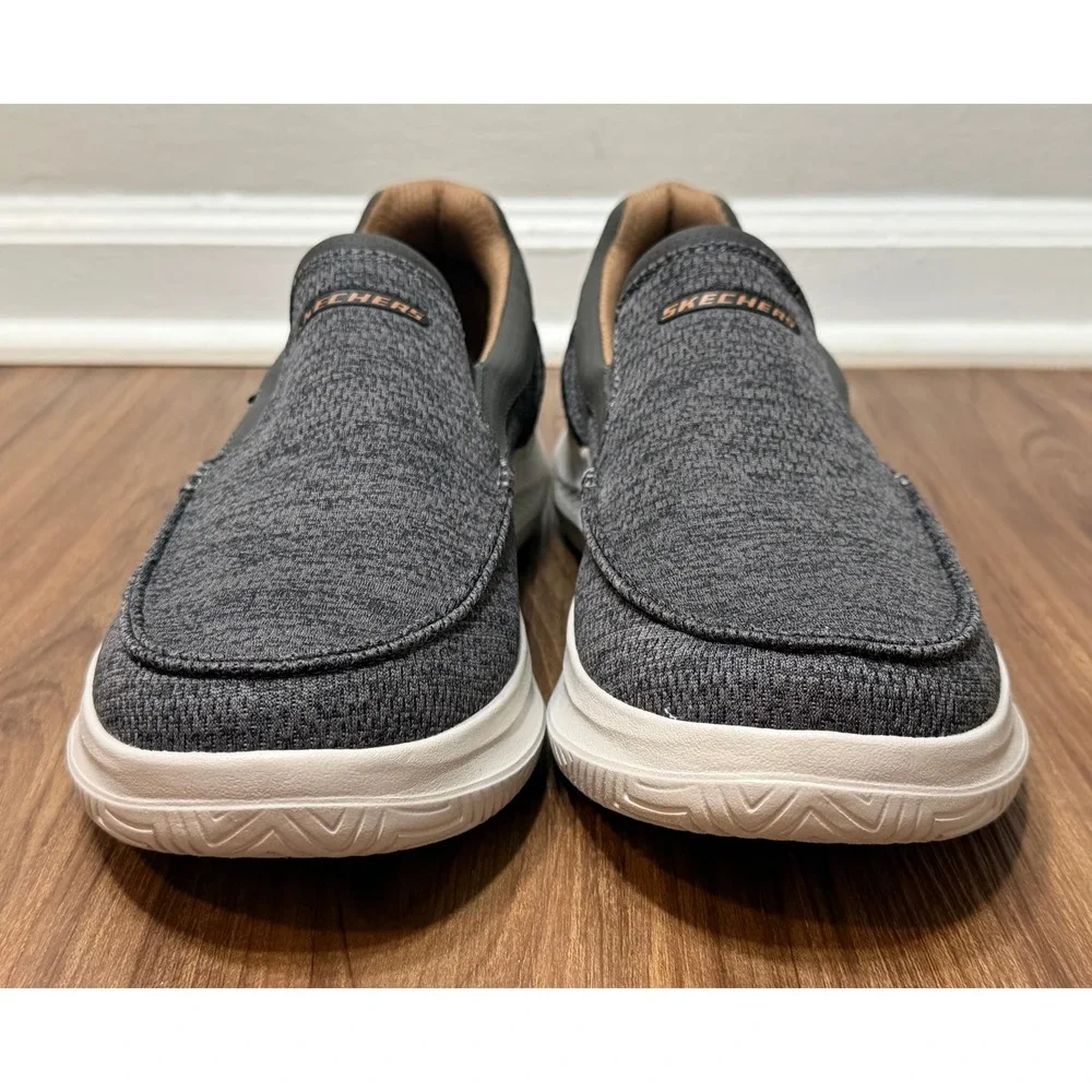Skechers Mens Relaxed Fit Hasting Marco Gray Black Slip On Loafer Shoes Sz 11.5